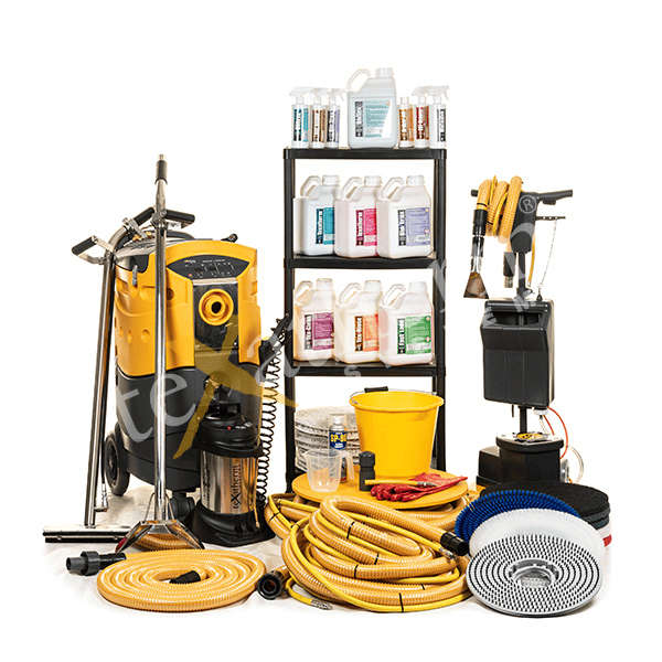 Complete professional carpet cleaning machine and equipment pack.